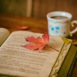 leaves, coffee, cup, nature, still life, coffee cup, book, reading, leisure, hobby, read, open book, bookworm